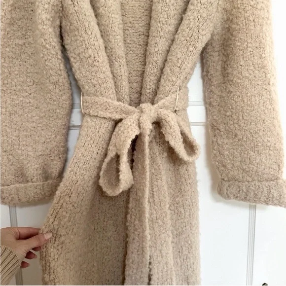 A.L.C. Nude Wool Nubby Boucle Knit Wrap Coat - Picture 3 of 11